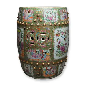 19th Century Chinese Rose Medallion Garden Seat