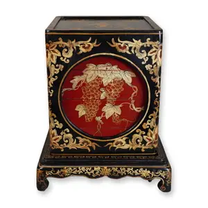 Chinese Lacquer Gilt Box on Square Stand