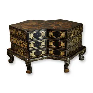 Chinese Lacquer Gilt Box on Stand