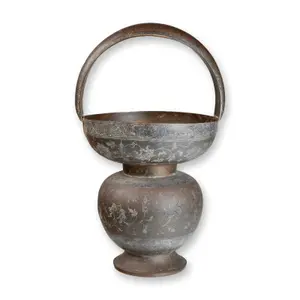 Chinese/Tibetan Bronze Handled Vase, Engraved
