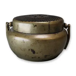 Chinese Bronze Hand-Warmer Pierced Top Late Qing Censer