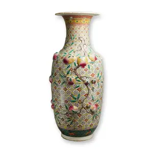 Chinese 19th Century Porcelain Vase with Applied Fruit Decoration