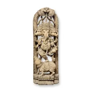 Large Indian Carved Wood Ganesha