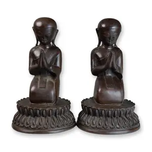 Pair of Bronze Buddhist Monks Thailand
