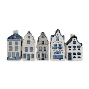 5pc Rynbende Distilleries KLM Porcelain Delft Blue Houses