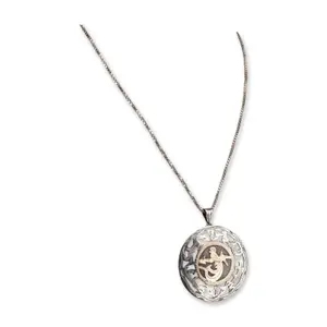Vintage Guatemala Sterling Silver Aztec Style Convertible Brooch Pin Pendant Necklace