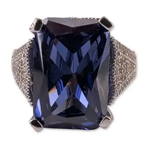 Sterling Silver Blue Gemstone Cocktail Ring