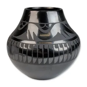 Anita Martinez (Native American, ca. 1920-1992) San Ildefonso Pueblo Blackware Pottery Jar, Signed