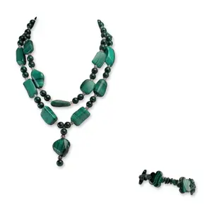2pc Malachite Beaded Necklace and Bracelet