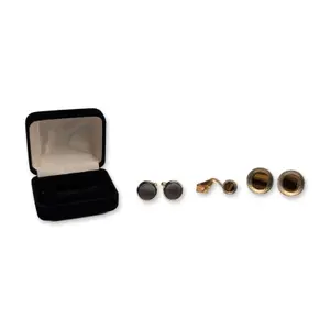 3pc Collection of Vintage Gold Tone Mens Jewelry