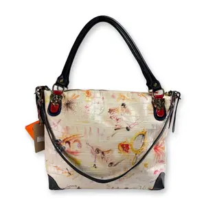 Marino Orlandi Croc-Embossed Art Print Leather Tote