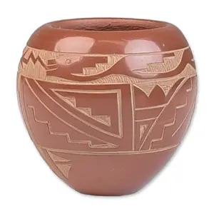 Kevin Naranjo (Native American b. 1972) Santa Clara Pueblo Carved Sgraffito Redware Jar