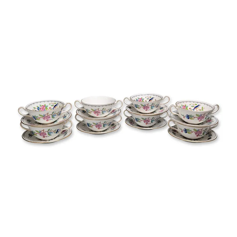 16pc Aynsley Pembroke Fine Bone China Bouillon Cups and Saucers from auction in Hollywood, Florida — image 46