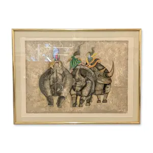 Graciela Rodo Boulanger (Bolivian, b. 1935) Artist Proof Lithograph on Paper, Trois rhinoceros