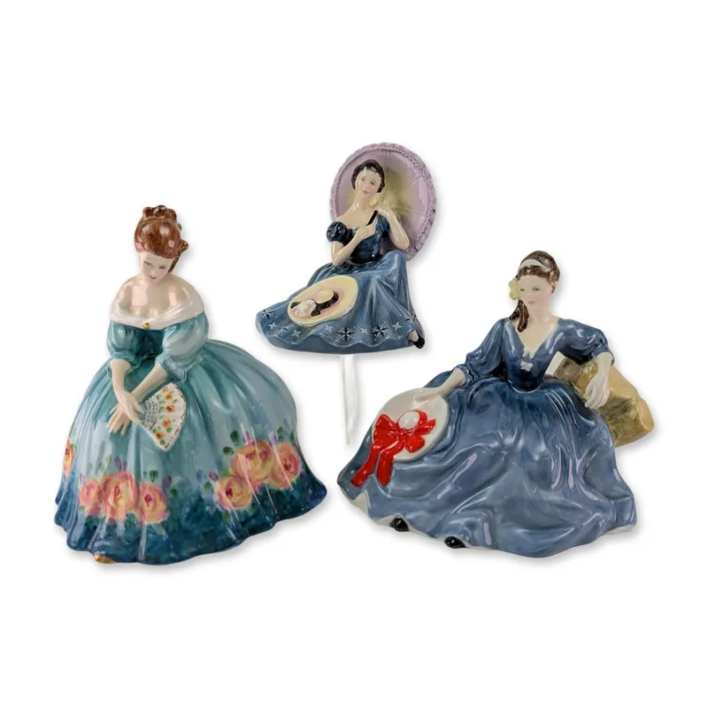 Trio of Royal Doulton England Porcelain Seated Lady Figurines from auction in Hollywood, Florida — image 17