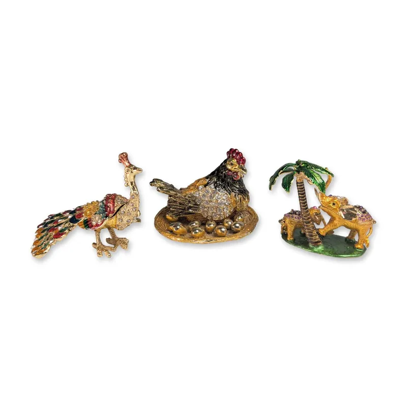 3pc QIFU Enameled and Jeweled Animal Trinket Boxes from auction in Hollywood, Florida — image 23