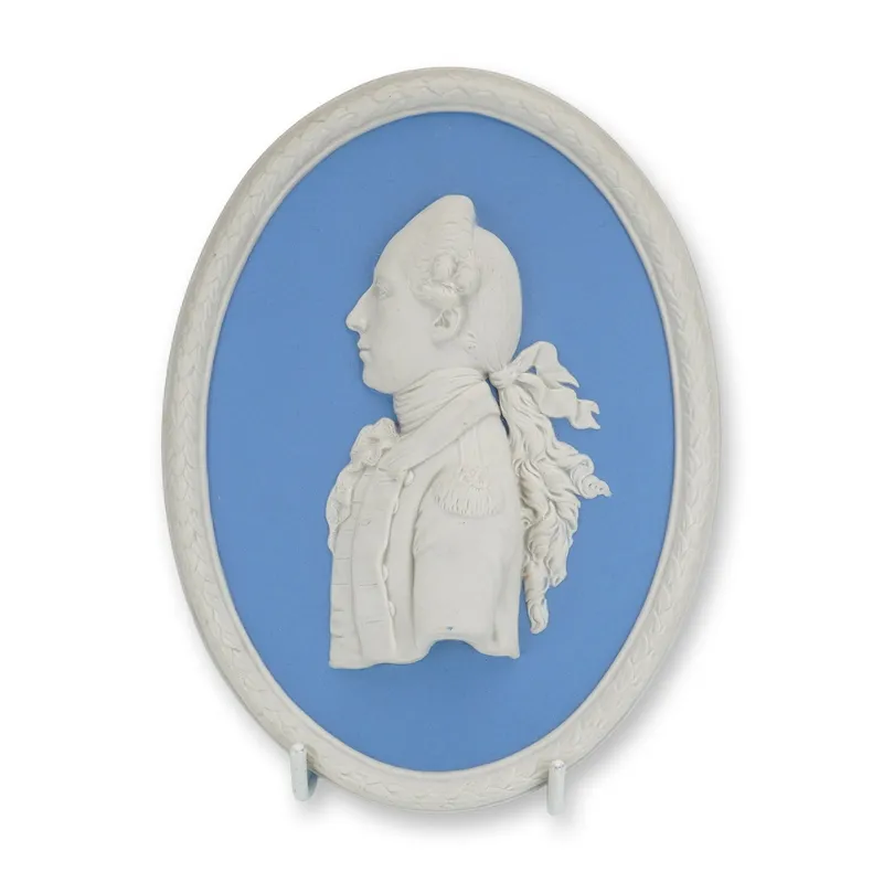 Wedgwood Blue Jasperware Oval Portrait Medallion Plaque, Captain Hamilton from auction in Hollywood, Florida — image 28
