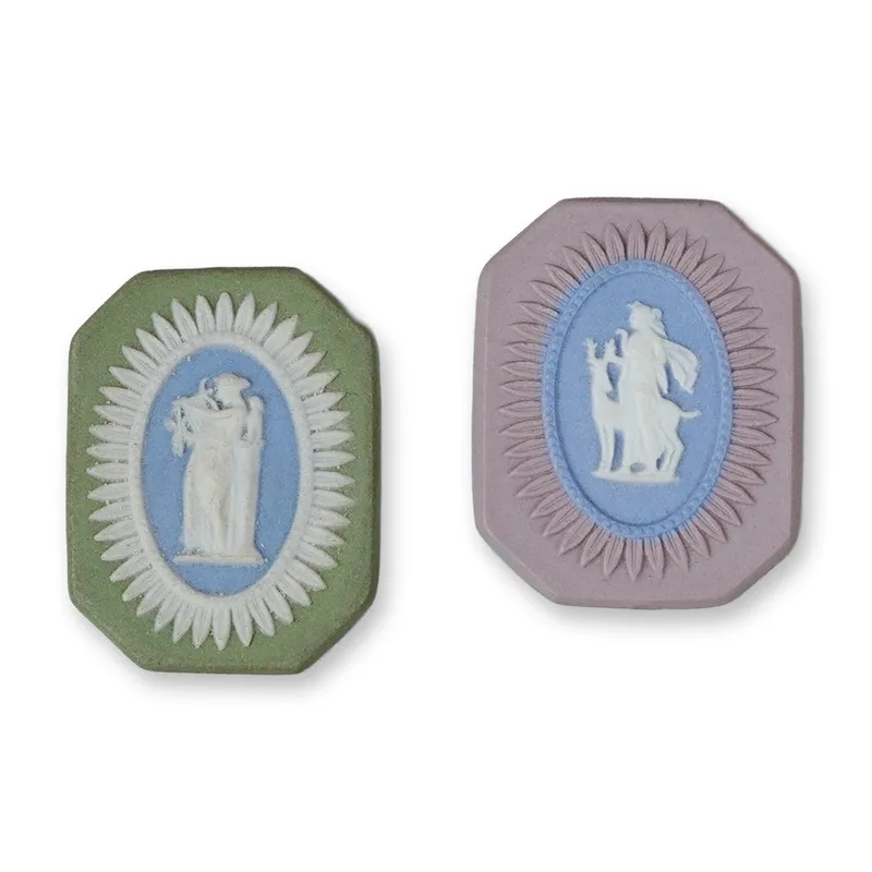 2pc Wedgwood Tri-Color Jasperware Octagonal Medallions from auction in Hollywood, Florida — image 30