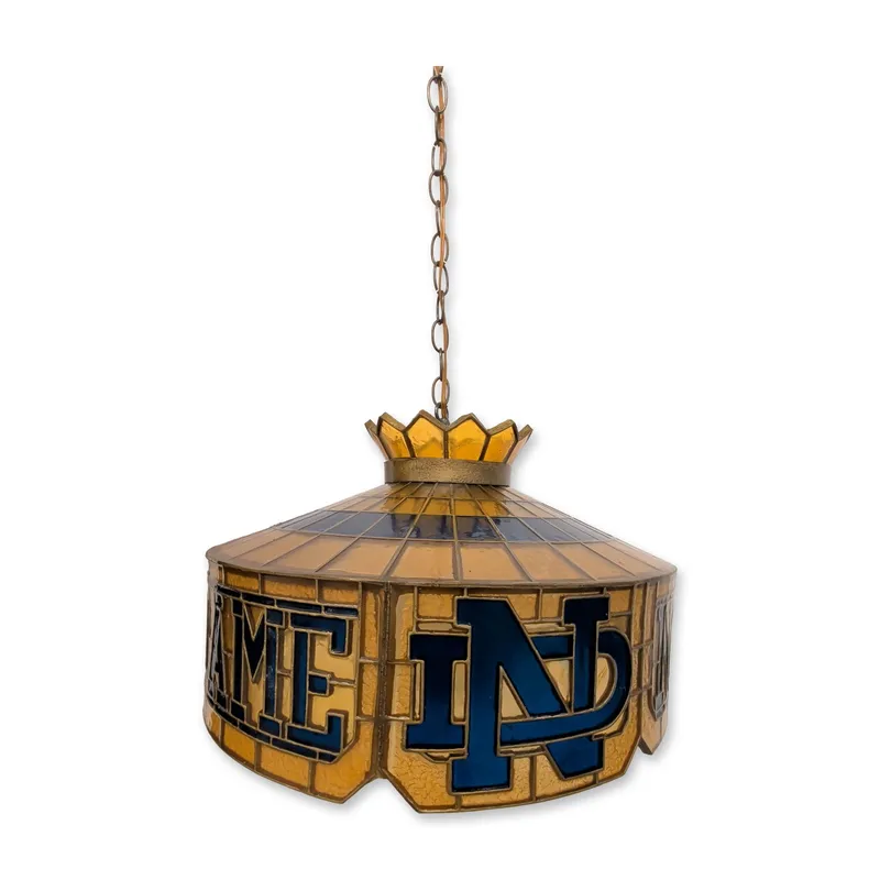 Vintage University of Notre Dame Fighting Irish Tiffany-Style Stained Resin Hanging Pub Lamp from auction in Hollywood, Florida — image 10