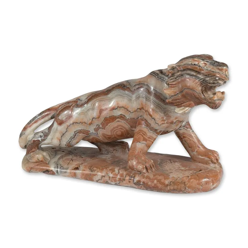 Mid-20th Century Carved Banded Onyx Lion Sculpture from auction in Hollywood, Florida — image 14