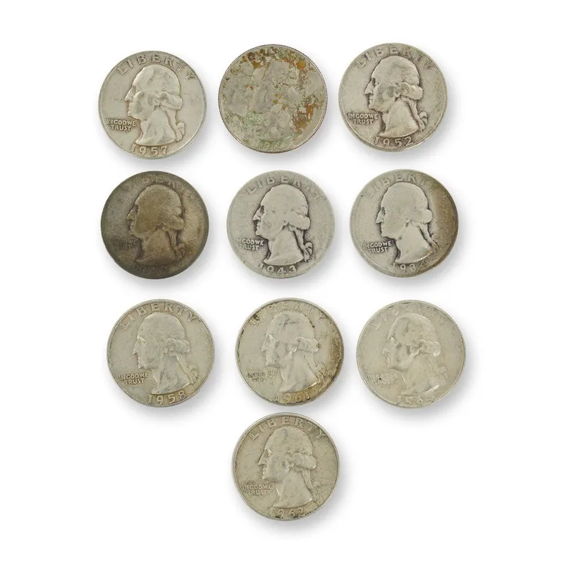 10pc Collection of US Silver Washington Quarters,1934-1963 from auction in Hollywood, Florida — image 41