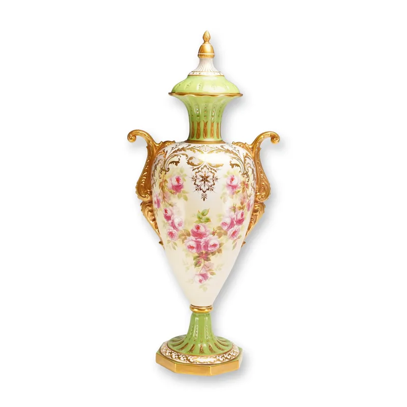 Wedgwood Hand Painted Lidded Porcelain Vase by James Hodgkiss c. 1910 from auction in Hollywood, Florida — image 9