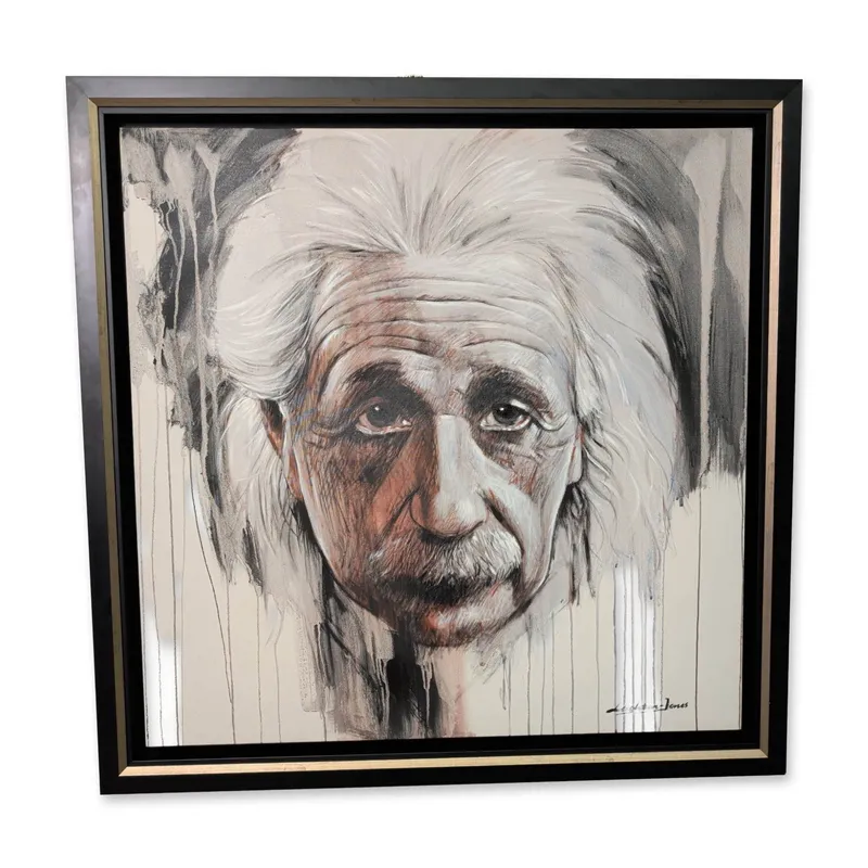 Barry Leighton Jones (English, 1932-2011), Oil on Canvas, Albert Einstein, Signed from auction in Hollywood, Florida — image 11