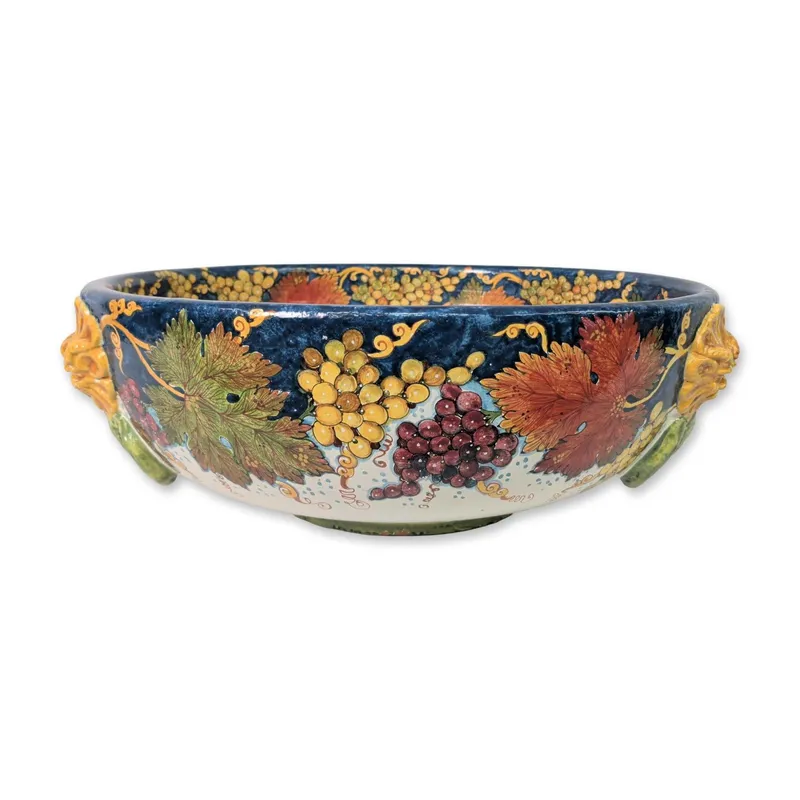 Leona Italy Hand-Painted Majolica Monumental Fountain Basin / Centerpiece, Signed from auction in Hollywood, Florida — image 22