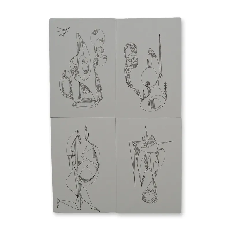4pc Alfonso Rendon aka Masplata (Panamanian, 1957 - 2025), Pen Sketch on Board, Figuras from auction in Hollywood, Florida — image 10