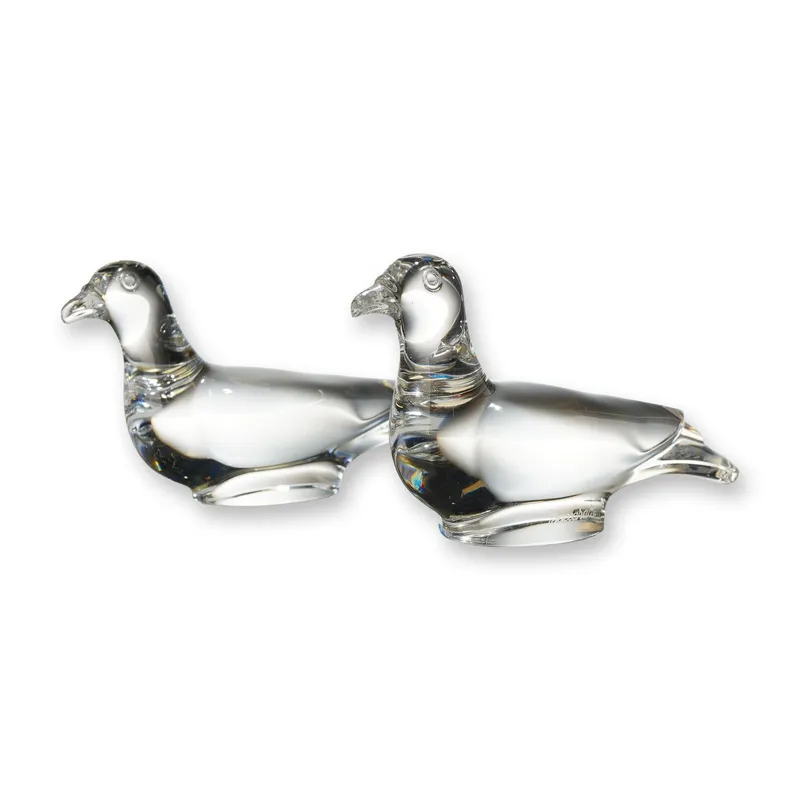 Pair of Baccarat Clear Crystal Resting Dove Figurines from auction in Hollywood, Florida — image 23