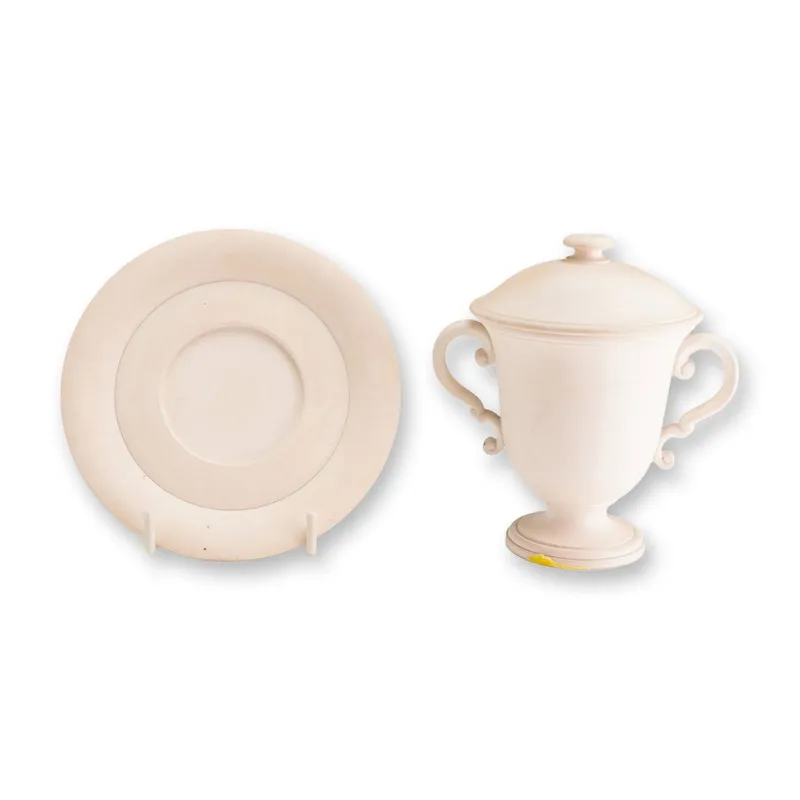 Wedgwood Biscuit Porcelain Lidded Lemonade Cup and Saucer, ca. 1820 from auction in Hollywood, Florida — image 35