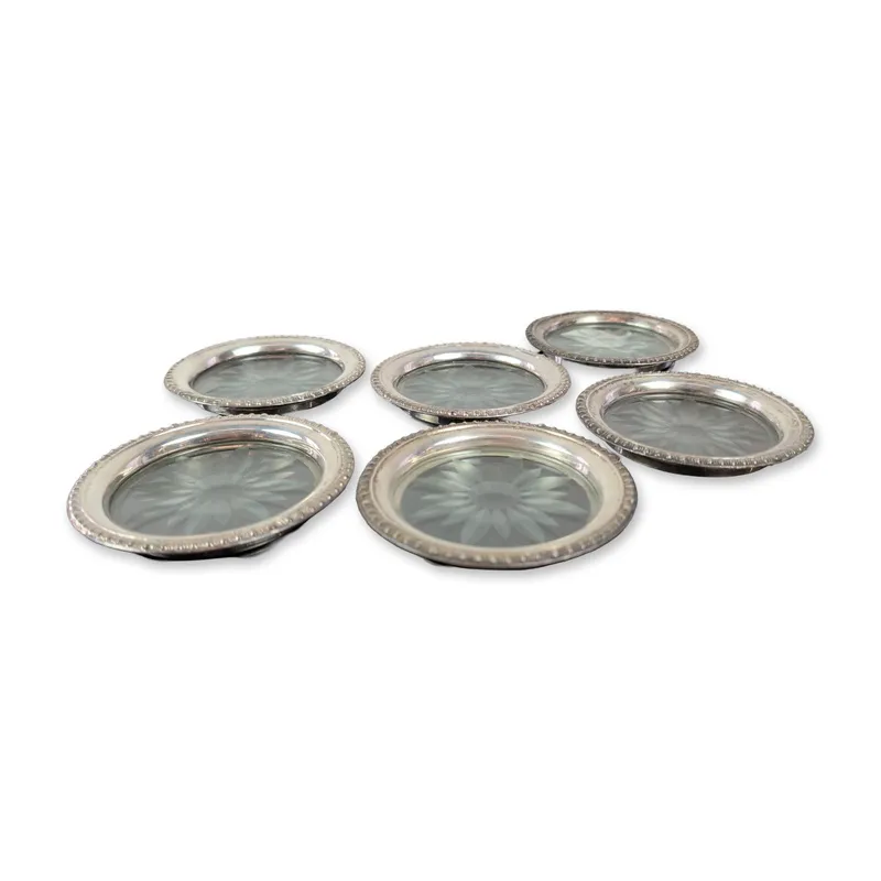 Set of Six Frank M. Whiting & Co. Sterling and Glass Coasters from auction in Hollywood, Florida — image 46
