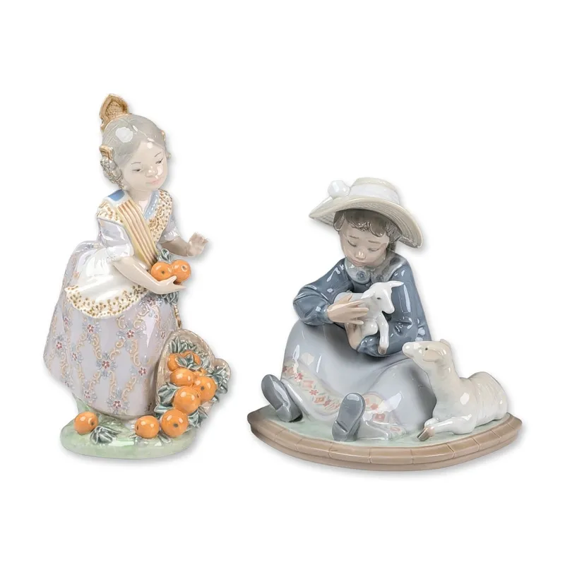 2pc Lladro Porcelain Figurines, Miss Valencia 01001422 & Lambkins 01005469 from auction in Hollywood, Florida — image 25
