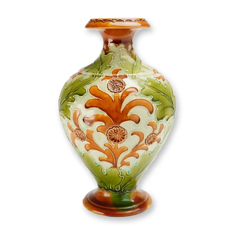 Wedgwood Harry Barnard Design Molded Majolica Glazed Vase from auction in Hollywood, Florida — image 9