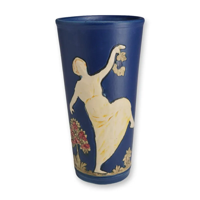 Weller Pottery Blue Ware Vase, Lady Dancing in a Garden from auction in Hollywood, Florida — image 38