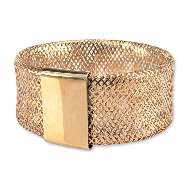Italian 14K Yellow Gold Woven Mesh Ring from auction in Hollywood, Florida — image 1