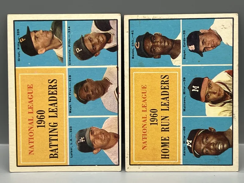 1961 Topps League Leaders #41, 43 - HOFers - Willie Mays, Hank Aaron, Roberto Clemente, Ernie Banks from auction in Greenville, Ohio — image 36