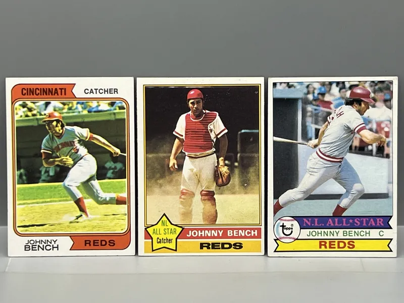 (Lot Of 3) Johnny Bench (HOF) - 1974 Topps #10, 1976 Topps #300, 1979 Topps #200 from auction in Greenville, Ohio — image 42