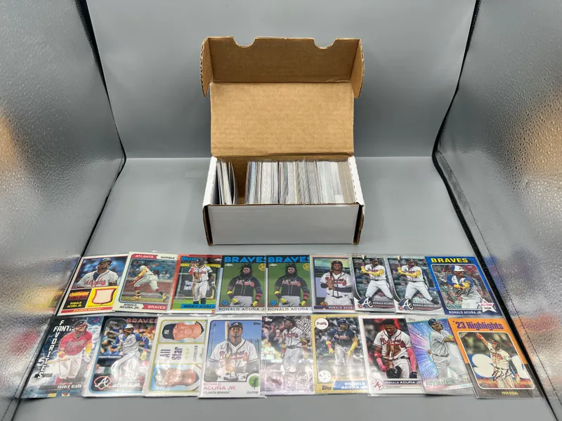 Box of Assorted Ronald Acuna Jr. Baseball Cards W/ Many Parallels, Inserts, & (1) Bat Relic from auction in Greenville, Ohio — image 29