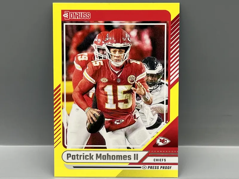 2024 Panini Donruss Patrick Mahomes II Press Proof Yellow #100 from auction in Greenville, Ohio — image 40