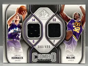 2009-10 Upper Deck SP Game Used Jeff Hornacek/Karl Malone Combo Materials Game Used Dual Patch #/499
