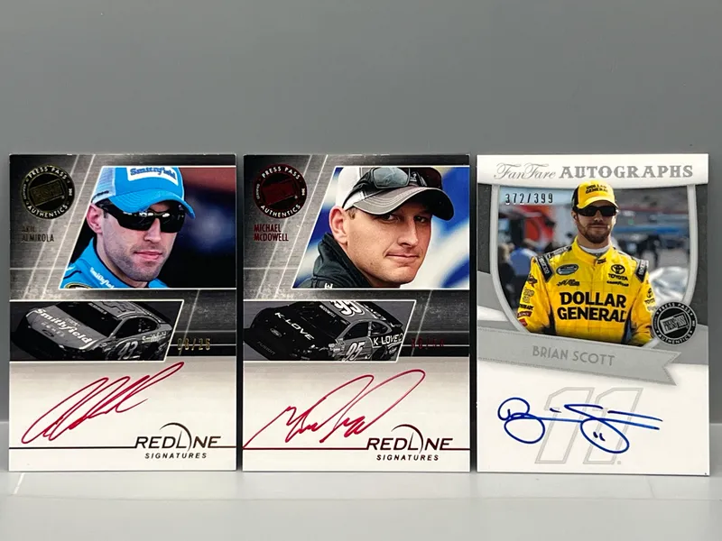 (3) Nascar Racing Pack Pulled Serial Numbered Auto Cards - Michael McDowell, Brian Scott, Aric Almirola from auction in Greenville, Ohio — image 11