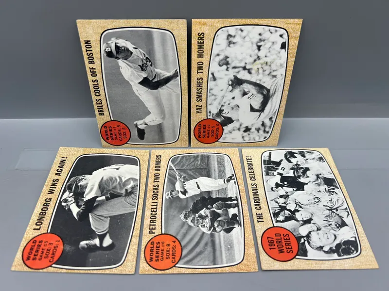 (5) 1968 Topps Baseball World Series Cards - Varying Conditions -Carl Yastrzemski from auction in Greenville, Ohio — image 16