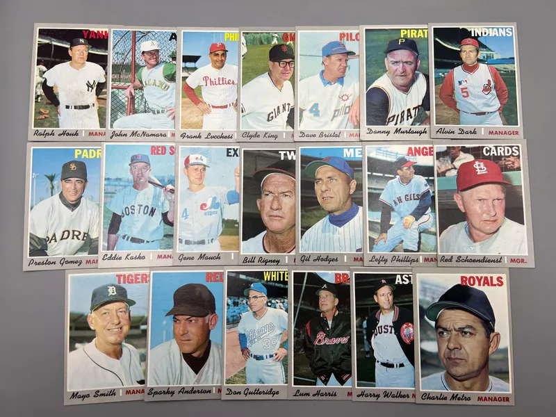 (20) 1970 Topps Baseball Managers Cards W/ Hall of Famers - Varying Conditions from auction in Greenville, Ohio — image 20