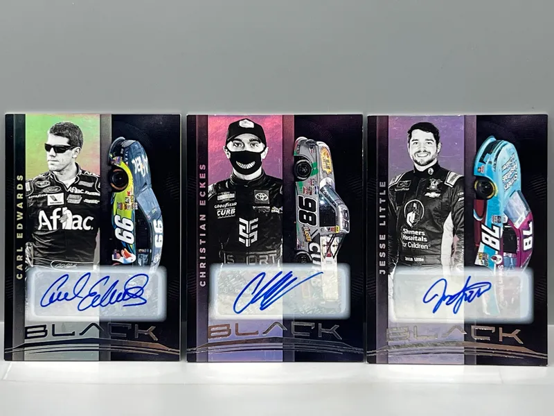 (3) 2021 Panini Chronicles Black Racing Pack Pulled Autos - Carl Edwards, Christian Eckes, & Jesse Little from auction in Greenville, Ohio — image 47