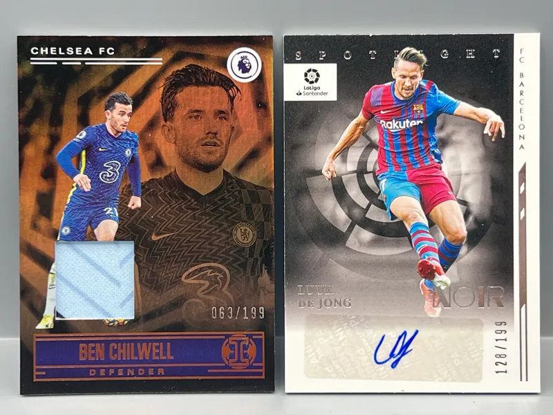 2021-22 Panini Chronicles Illusions Premier League Ben Chilwell Relic #/199 & 2021-22 Panini Chronicles Noir La Liga Luuk De Jong Auto #/199 from auction in Greenville, Ohio — image 11