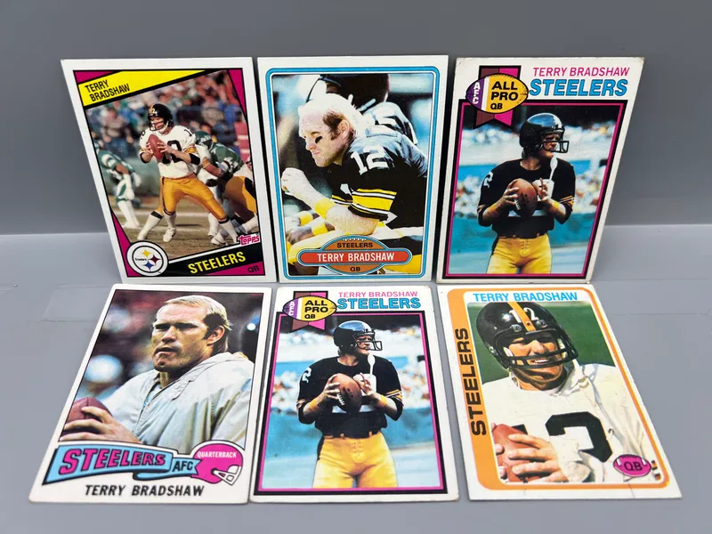 (6) 1970s & 80s Terry Bradshaw Vintage Football Cards - Varying Conditions from auction in Greenville, Ohio — image 33