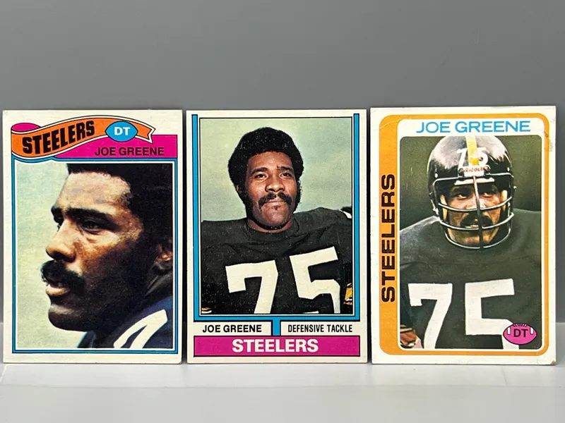 Mean Joe Greene Lot of 3 - 1974 Topps #40, 1977 Topps #405, & 1978 Topps #295 from auction in Greenville, Ohio — image 36