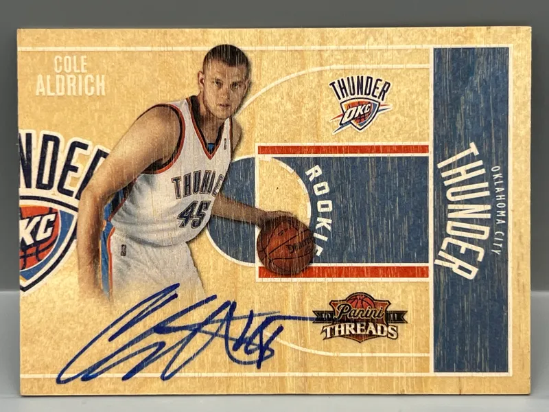 2010-11 Panini Threads Cole Aldrich On Card Wood RC Auto #399 from auction in Greenville, Ohio — image 41