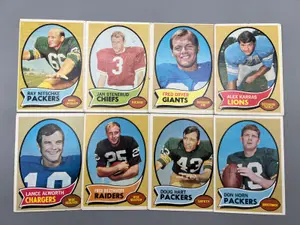 (8) 1970 Topps Football - Varying Conditions - Lance Alworth, Ray Nitschke, Jan Stenerud